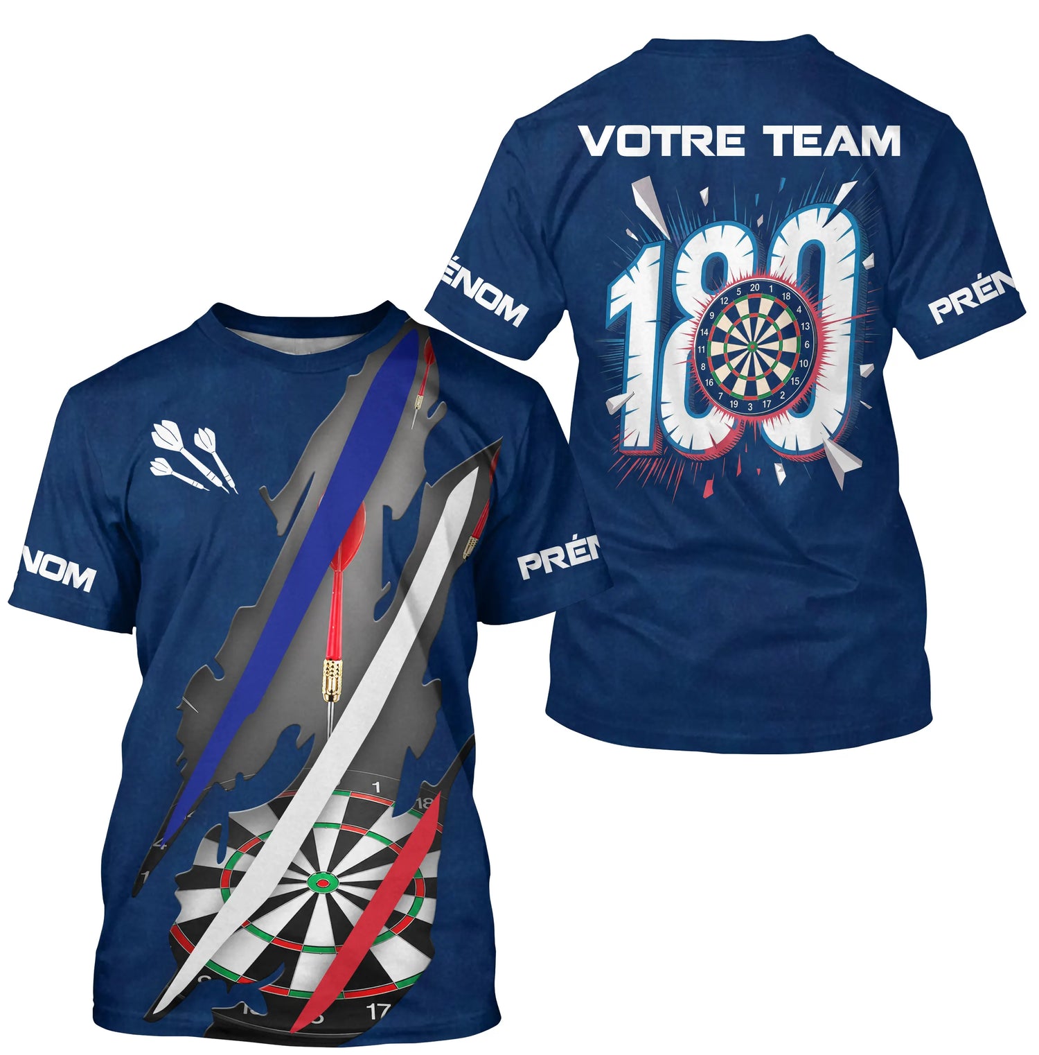 Polo Fléchettes 180 Marine - Drapeau Français Personnalisé - T-Shirt Homme