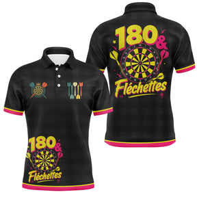 Polo Fléchettes 180 Personnalisé – Look Rétro Jaune & Rose - Polo Homme