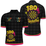 Polo Fléchettes 180 Personnalisé – Look Rétro Jaune & Rose - Polo Zippé Homme