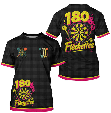 Polo Fléchettes 180 Personnalisé – Look Rétro Jaune & Rose - T-Shirt Homme