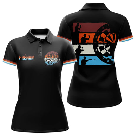Polo Fléchettes 180 Rétro Noir - Personnalisé avec Prénom - Polo Femme