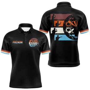 Polo Fléchettes 180 Rétro Noir - Personnalisé avec Prénom - Polo Homme