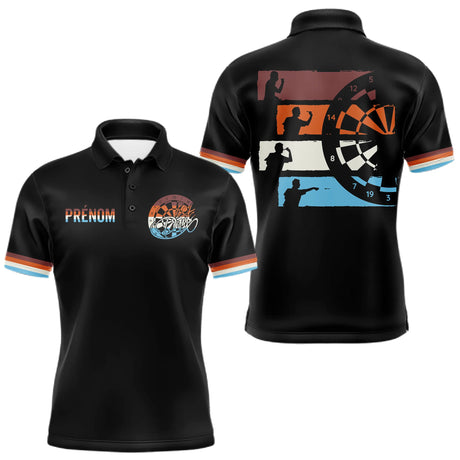 Polo Fléchettes 180 Rétro Noir - Personnalisé avec Prénom - Polo Homme