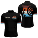 Polo Fléchettes 180 Rétro Noir - Personnalisé avec Prénom - Polo Zippé Homme