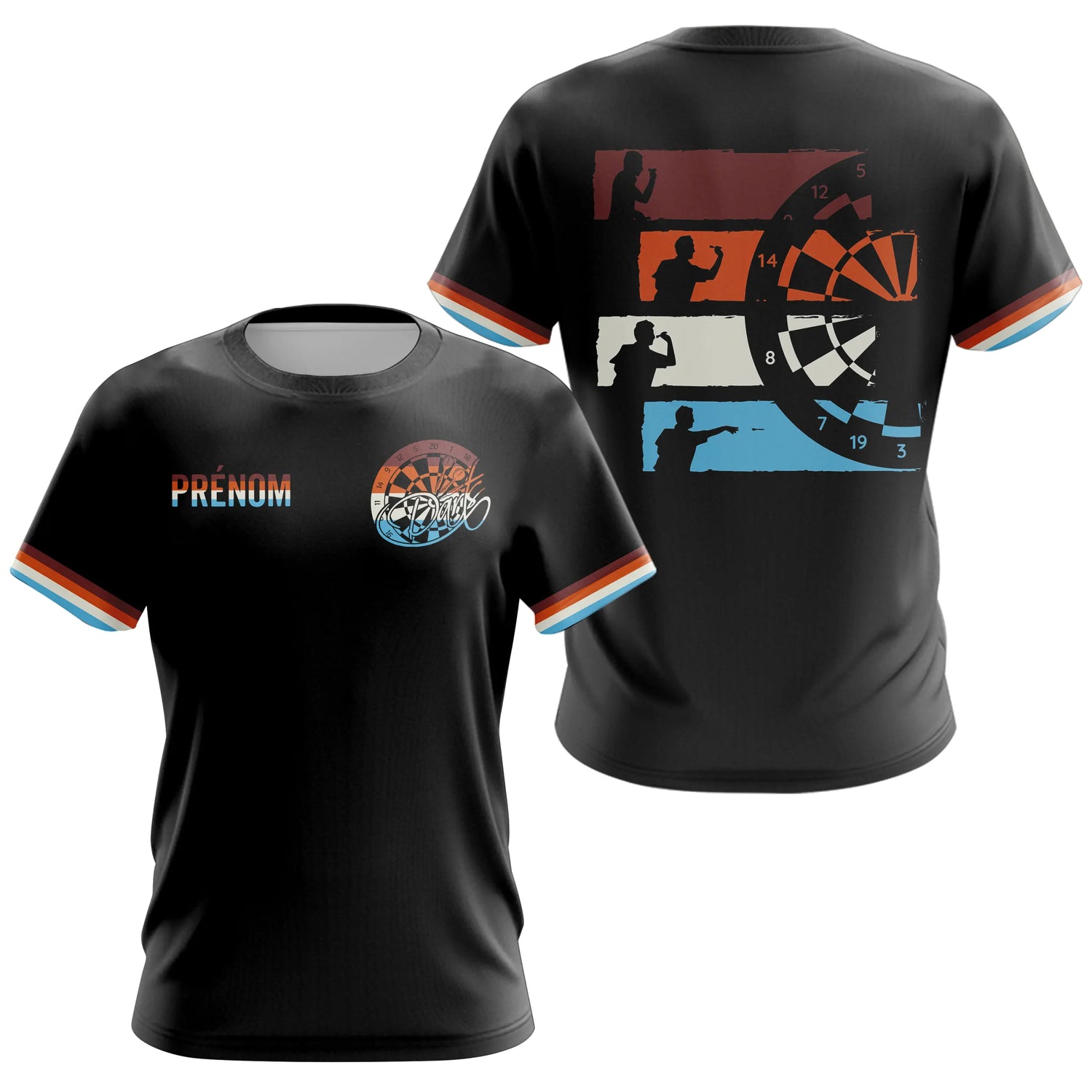 Polo Fléchettes 180 Rétro Noir - Personnalisé avec Prénom - T-Shirt Femme
