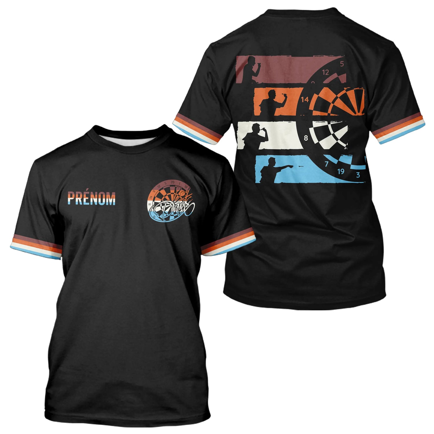 Polo Fléchettes 180 Rétro Noir - Personnalisé avec Prénom - T-Shirt Homme