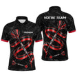 Polo Fléchettes 3D Rouge et Noir - Cadeau Joueur Équipement - Polo Homme