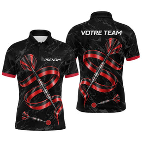 Polo Fléchettes 3D Rouge et Noir - Cadeau Joueur Équipement - Polo Homme