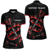 Polo Fléchettes 3D Rouge et Noir - Cadeau Joueur Équipement - Polo Zippé Femme