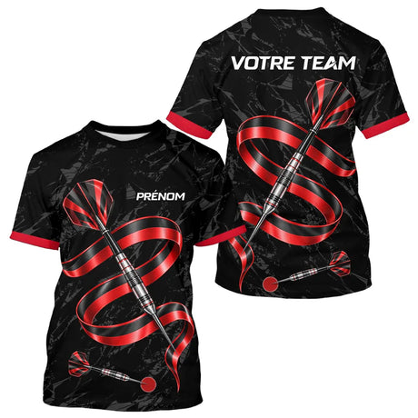 Polo Fléchettes 3D Rouge et Noir - Cadeau Joueur Équipement - T-Shirt Homme