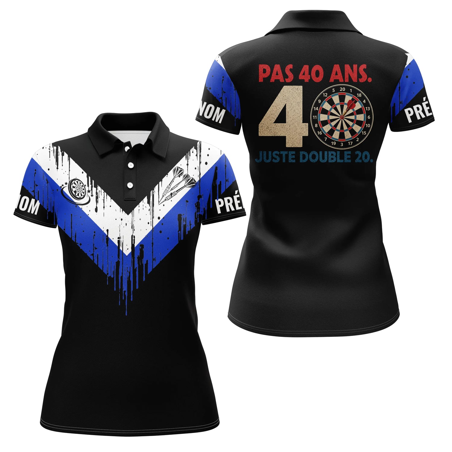 Polo Fléchettes 40 Ans Anniversaire - Bleu Noir Homme Femme - Polo Femme