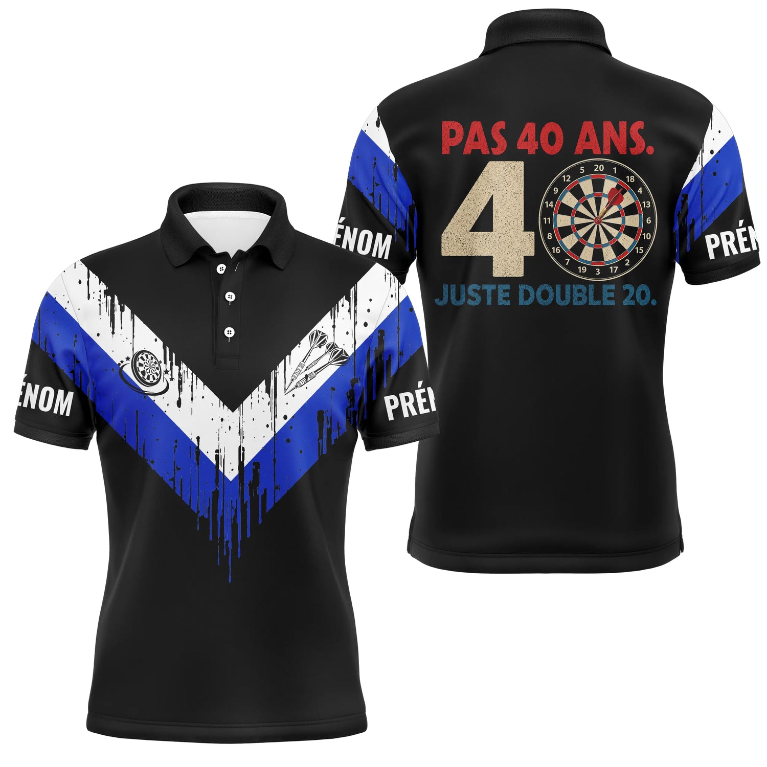 Polo Fléchettes 40 Ans Anniversaire - Bleu Noir Homme Femme - Polo Homme