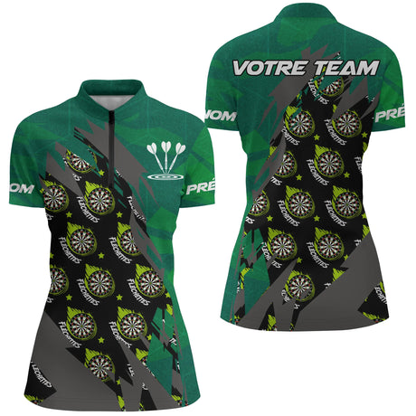 Polo Fléchettes All-Over Cibles – Design Sportif Premium - Polo Zippé Femme