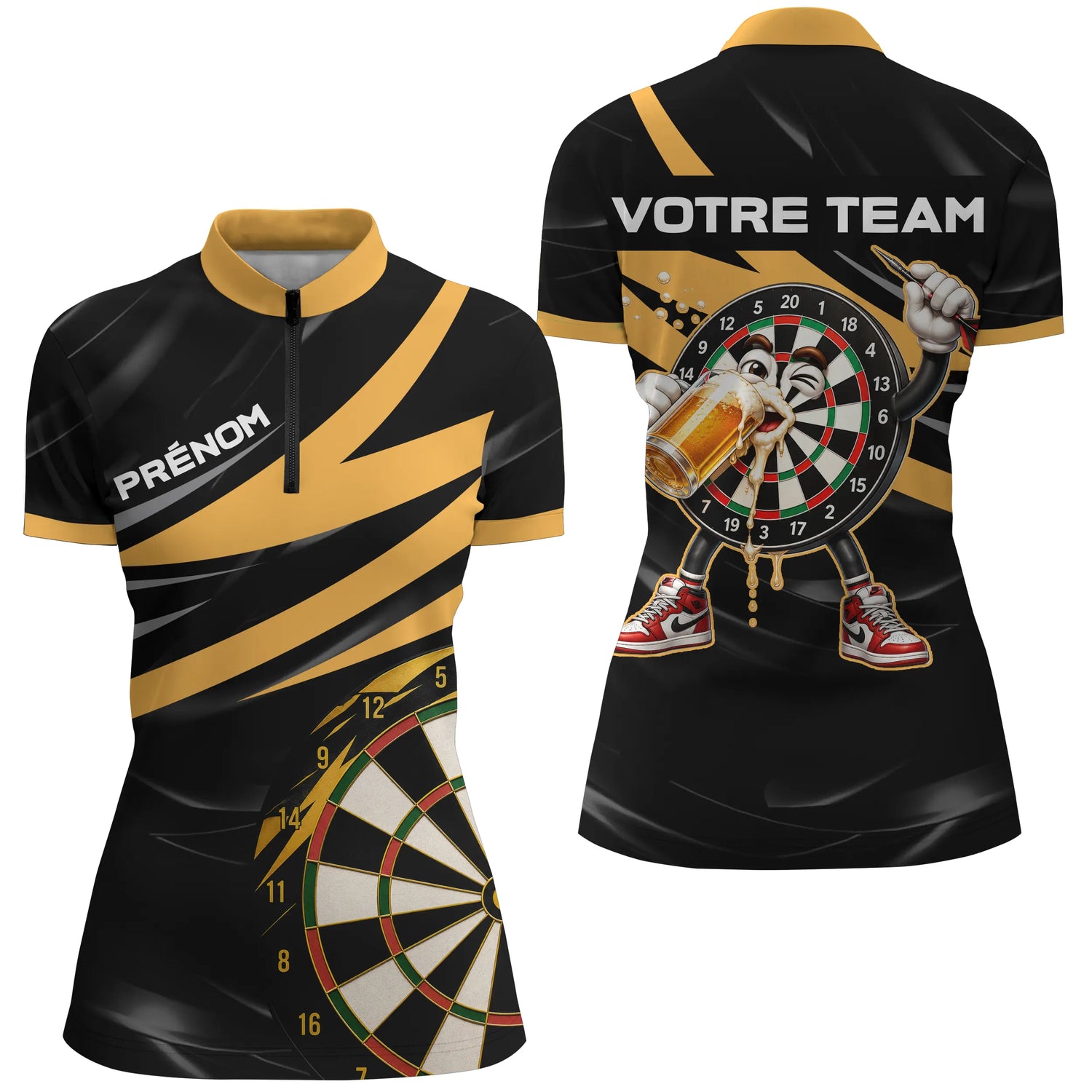 Polo Fléchettes & Bière Personnalisable – Style & Convivialité - Polo Zippé Femme