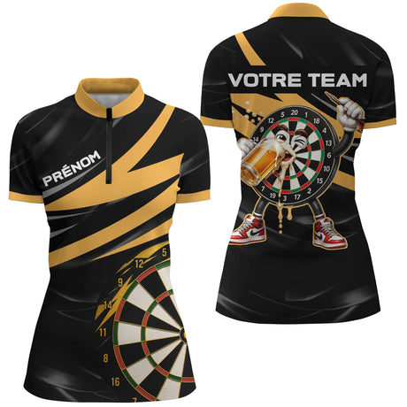 Polo Fléchettes & Bière Personnalisable – Style & Convivialité - Polo Zippé Femme