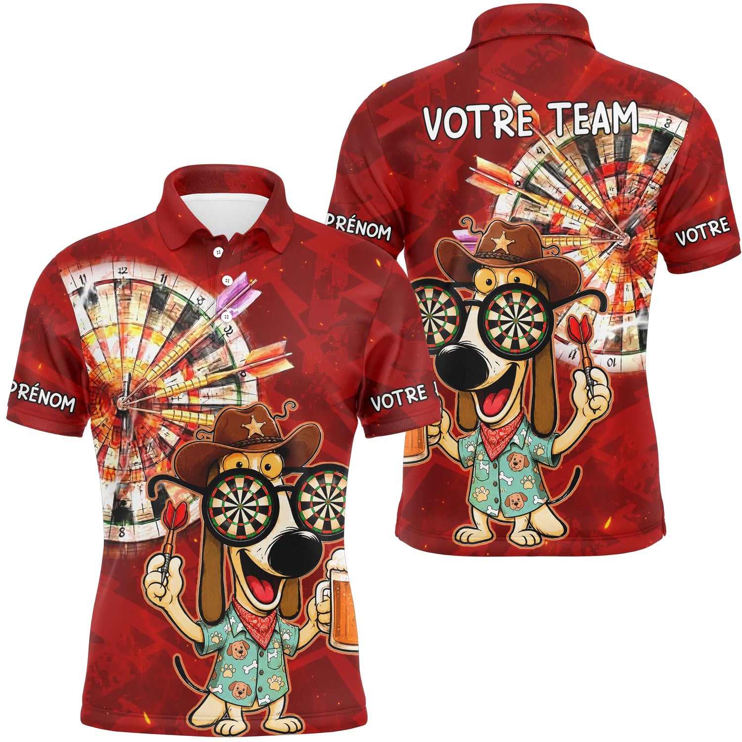 Polo Fléchettes Bière & Équipe - Maillot Personnallisé - Polo Homme