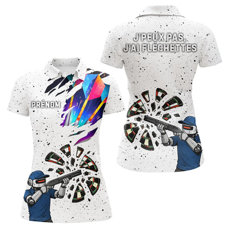 Polo Fléchettes Blanc - Robot Cible Brisée - Polo Femme
