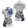 Polo Fléchettes Blanc - Robot Cible Brisée - Polo Zippé Femme