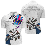 Polo Fléchettes Blanc - Robot Cible Brisée - Polo Zippé Homme