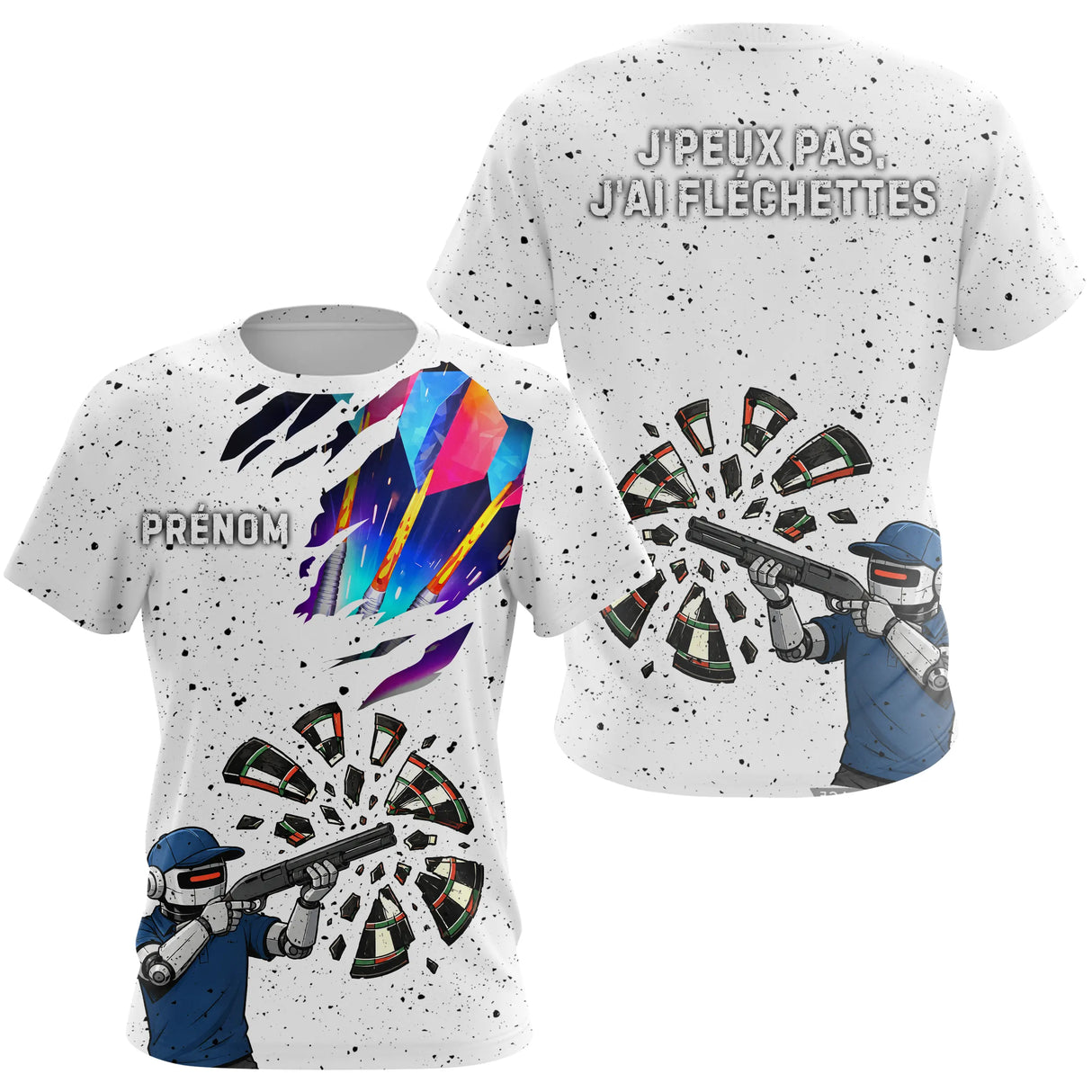 Polo Fléchettes Blanc - Robot Cible Brisée - T-Shirt Femme