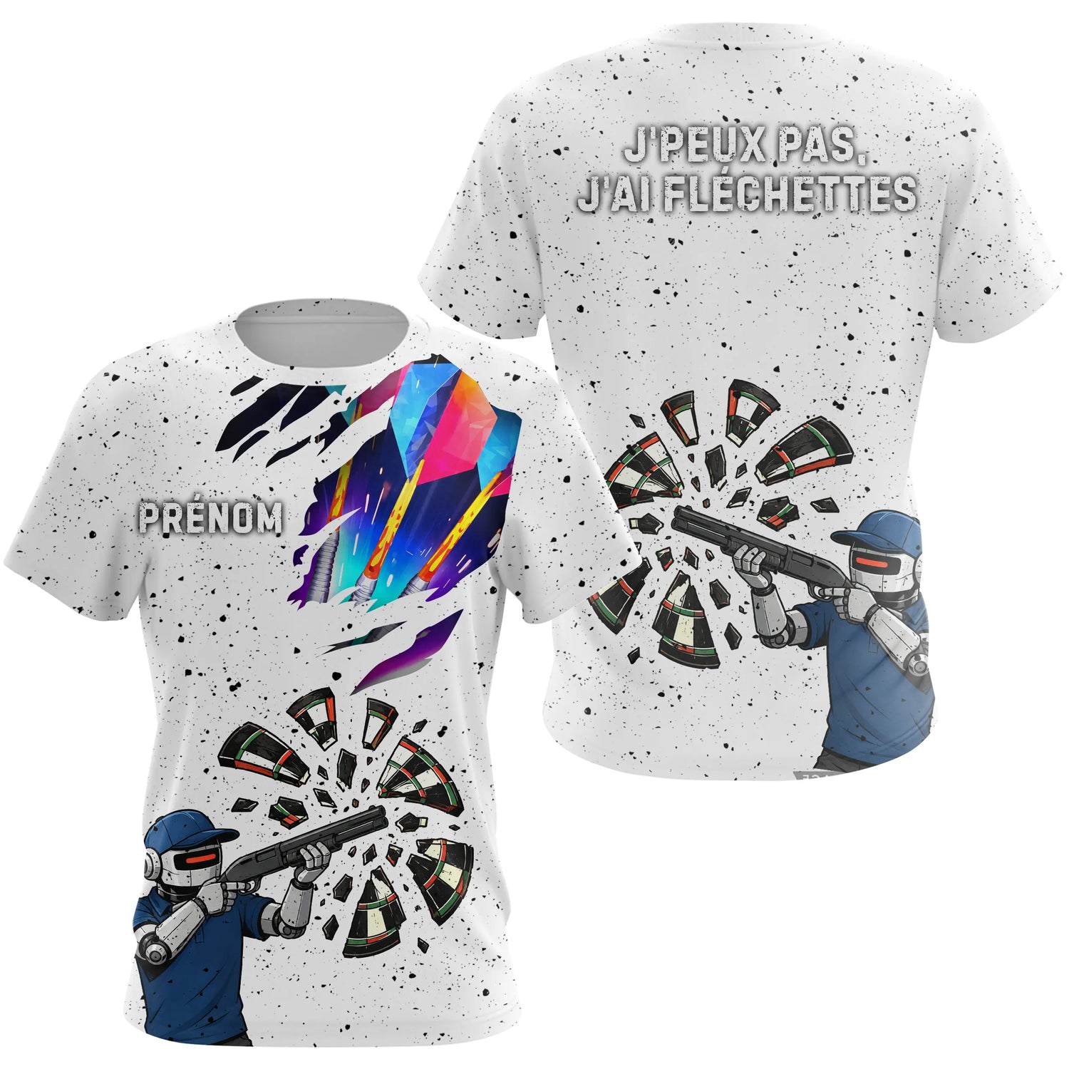 Polo Fléchettes Blanc - Robot Cible Brisée - T-Shirt Femme