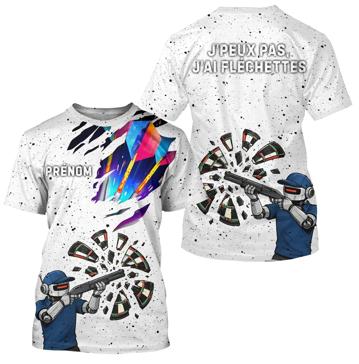 Polo Fléchettes Blanc - Robot Cible Brisée - T-Shirt Homme