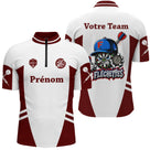 Polo Fléchettes Blanc Bordeaux - Personnalisé Mascotte 180 - Polo Zippé Homme