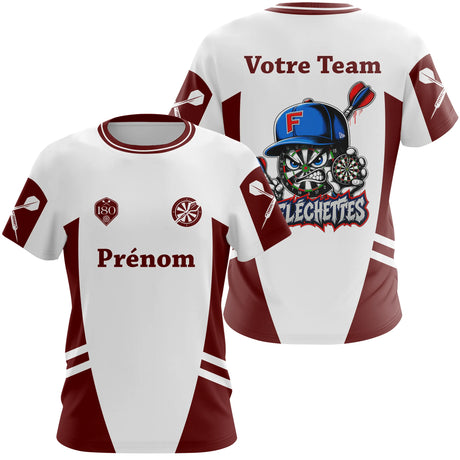 Polo Fléchettes Blanc Bordeaux - Personnalisé Mascotte 180 - T-Shirt Femme