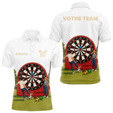 Polo Fléchettes Blanc Cible - Drapeau France Personnalisé - Polo Homme