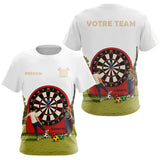 Polo Fléchettes Blanc Cible - Drapeau France Personnalisé - T-Shirt Femme