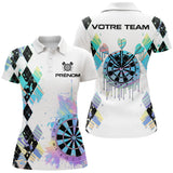 Polo Fléchettes Blanc – Cible Artistique & Motif Arlequin - Polo Femme