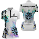 Polo Fléchettes Blanc – Cible Artistique & Motif Arlequin - Polo Zippé Femme