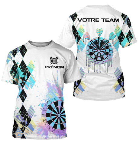 Polo Fléchettes Blanc – Cible Artistique & Motif Arlequin - T-Shirt Homme