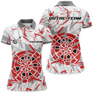 Polo Fléchettes Blanc Gris - Design Impact Rouge - Polo Femme