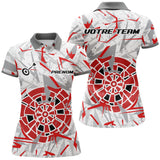 Polo Fléchettes Blanc Gris - Design Impact Rouge - Polo Femme
