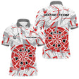 Polo Fléchettes Blanc Gris - Design Impact Rouge - Polo Homme