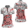 Polo Fléchettes Blanc Gris - Design Impact Rouge - Polo Zippé Femme
