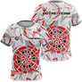 Polo Fléchettes Blanc Gris - Design Impact Rouge - T-Shirt Femme