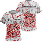 Polo Fléchettes Blanc Gris - Design Impact Rouge - T-Shirt Femme