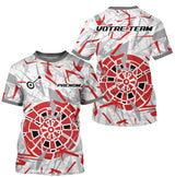 Polo Fléchettes Blanc Gris - Design Impact Rouge - T-Shirt Homme