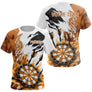 Polo Fléchettes Blanc Orange – Design Flamboyant Personnalisé - T-Shirt Femme