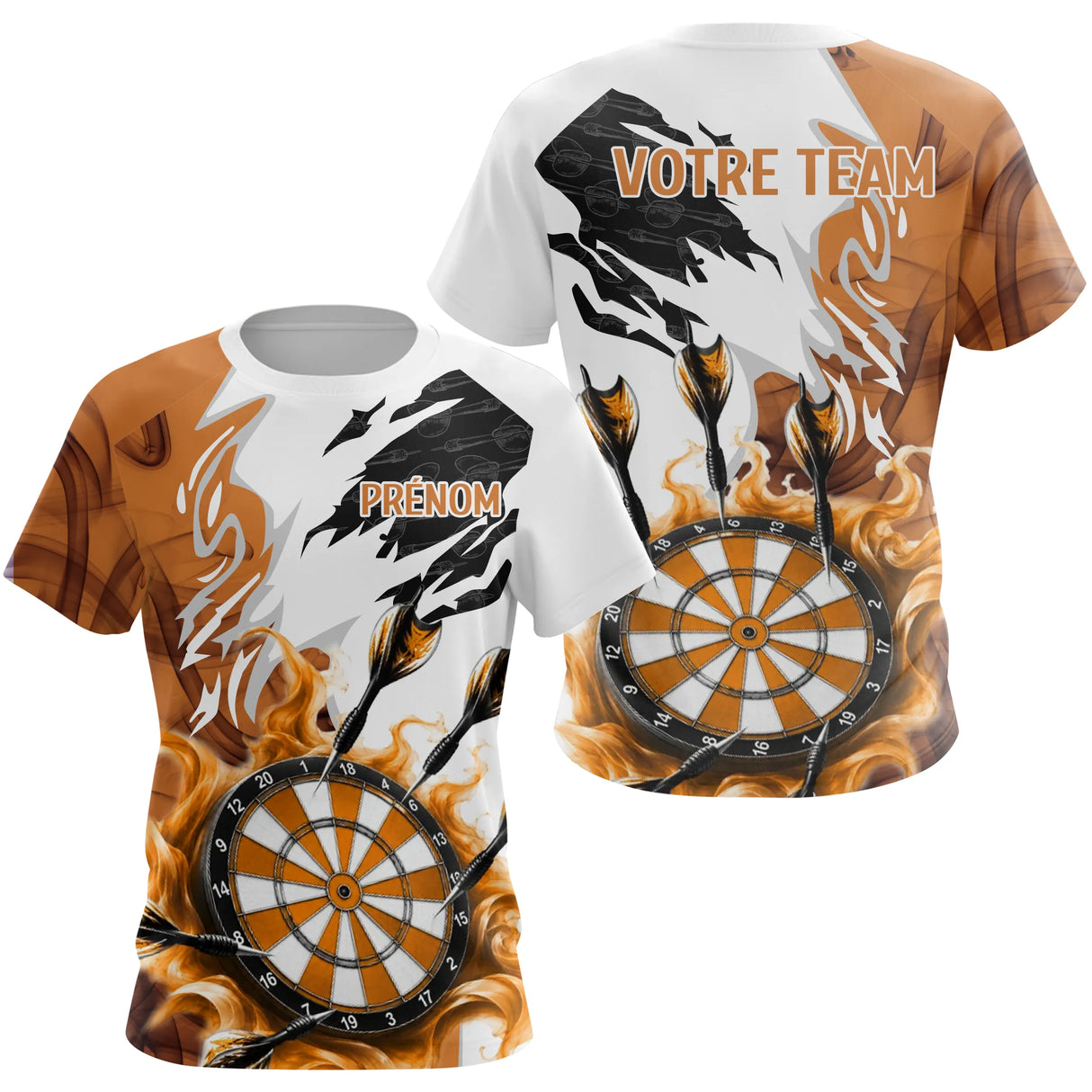 Polo Fléchettes Blanc Orange – Design Flamboyant Personnalisé - T-Shirt Femme