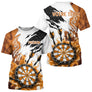 Polo Fléchettes Blanc Orange – Design Flamboyant Personnalisé - T-Shirt Homme