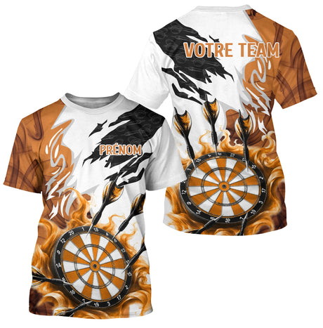 Polo Fléchettes Blanc Orange – Design Flamboyant Personnalisé - T-Shirt Homme