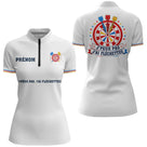 Polo Fléchettes Blanc Personnalisé – Cible Colorées Col Rayé - Polo Zippé Femme