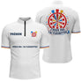 Polo Fléchettes Blanc Personnalisé – Cible Colorées Col Rayé - Polo Zippé Homme