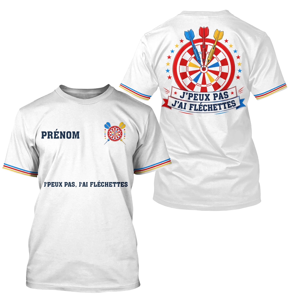 Polo Fléchettes Blanc Personnalisé – Cible Colorées Col Rayé - T-Shirt Homme