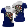 Polo Fléchettes Bleu Et Gris - Design 3D Cible - Polo Femme