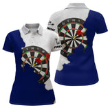 Polo Fléchettes Bleu Et Gris - Design 3D Cible - Polo Femme