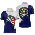 Polo Fléchettes Bleu Et Gris - Design 3D Cible - Polo Homme